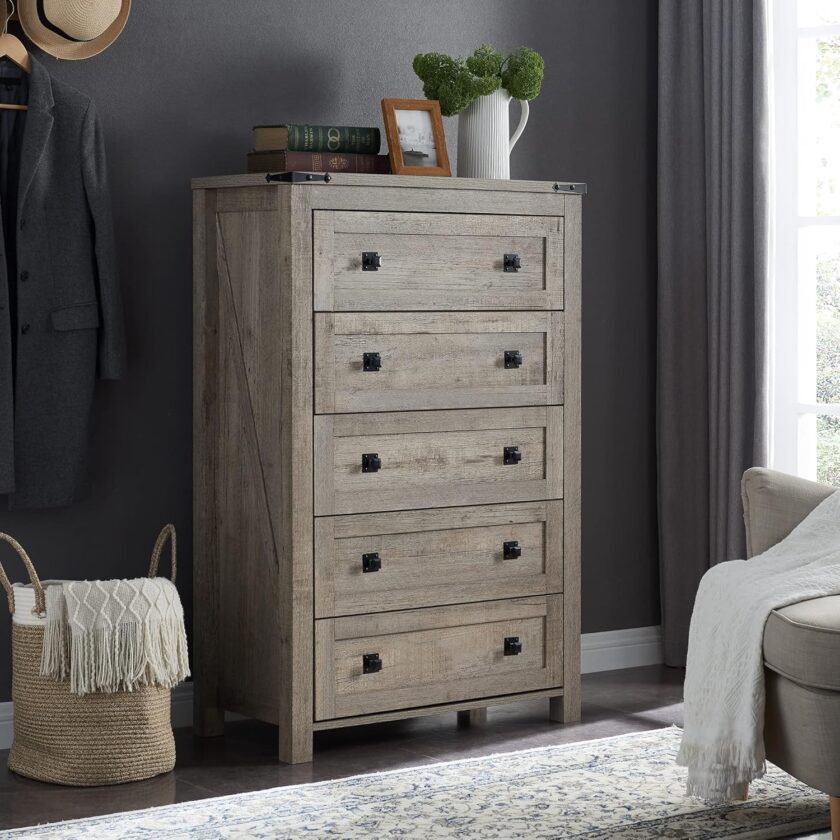 T4TREAM Farmhouse 6 Drawers Dresser Chests for Bedroom, Wood Rustic Wide Chset of Drawers,Storage Dressers Organizer for Bedroom, Living Room,Hallway, Light Rustic Oak - Image 13