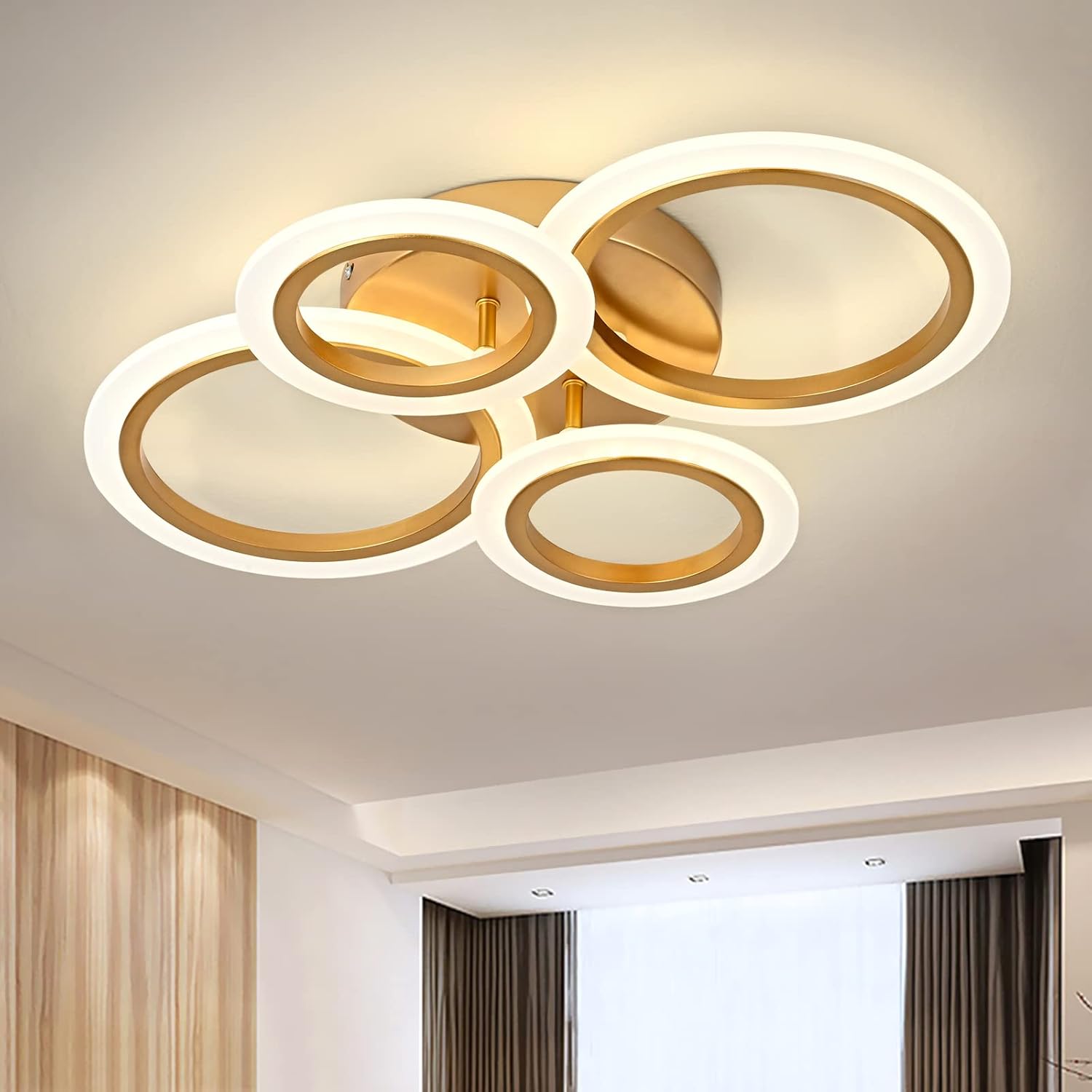 TEMINBU Modern LED Ceiling Light, Black 6 Rings Flush Mount Ceiling Light, 4000K Lighting Fixture Ceiling Lamp for Kitchen, Bedroom, Living Room, Laundry Room - Image 10