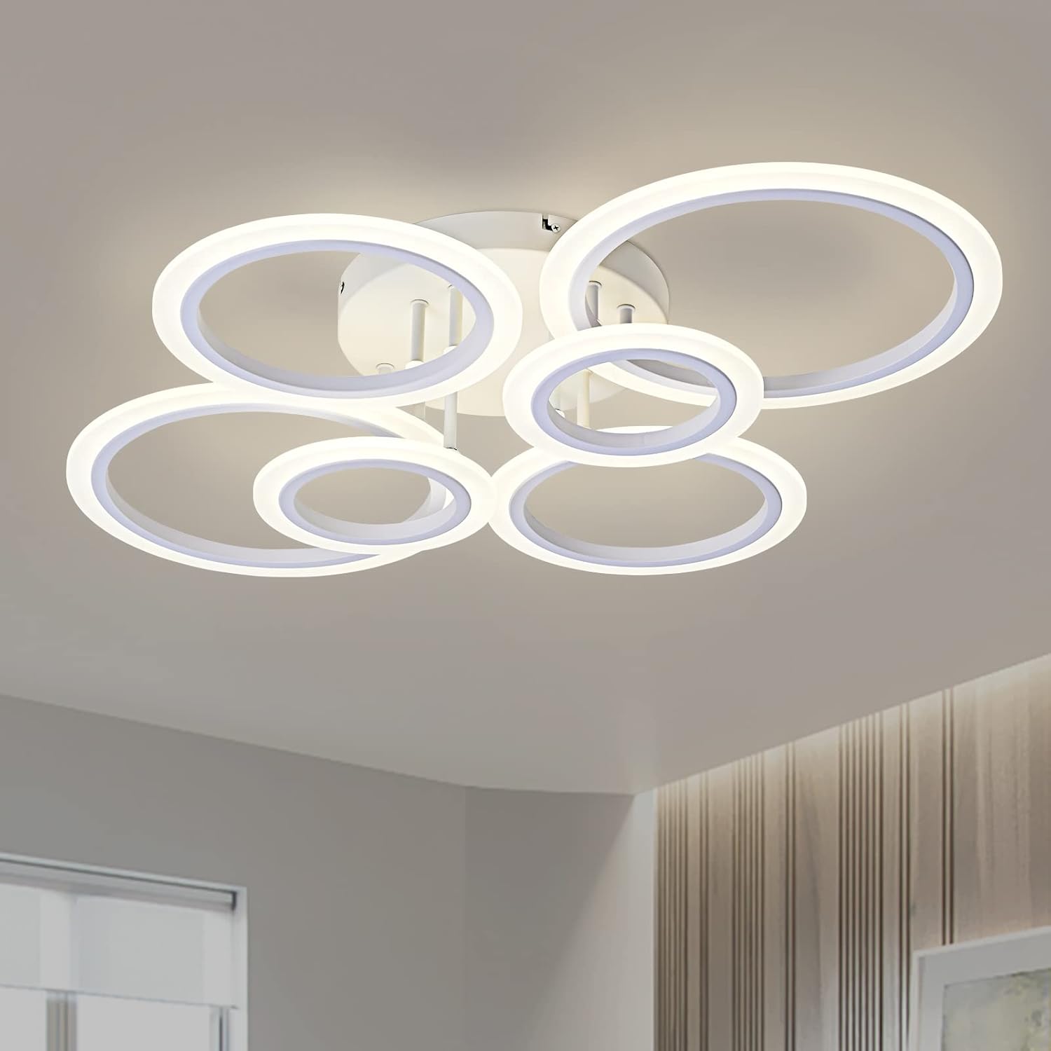 TEMINBU Modern LED Ceiling Light, Black 6 Rings Flush Mount Ceiling Light, 4000K Lighting Fixture Ceiling Lamp for Kitchen, Bedroom, Living Room, Laundry Room - Image 12