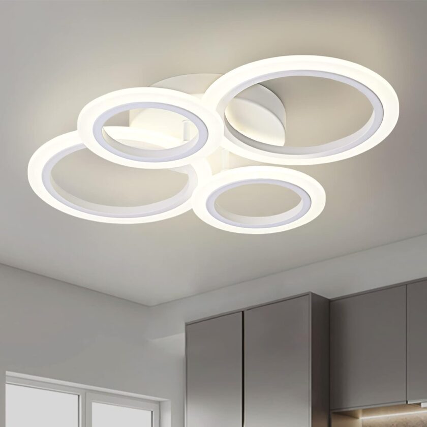 TEMINBU Modern LED Ceiling Light, Black 6 Rings Flush Mount Ceiling Light, 4000K Lighting Fixture Ceiling Lamp for Kitchen, Bedroom, Living Room, Laundry Room - Image 11