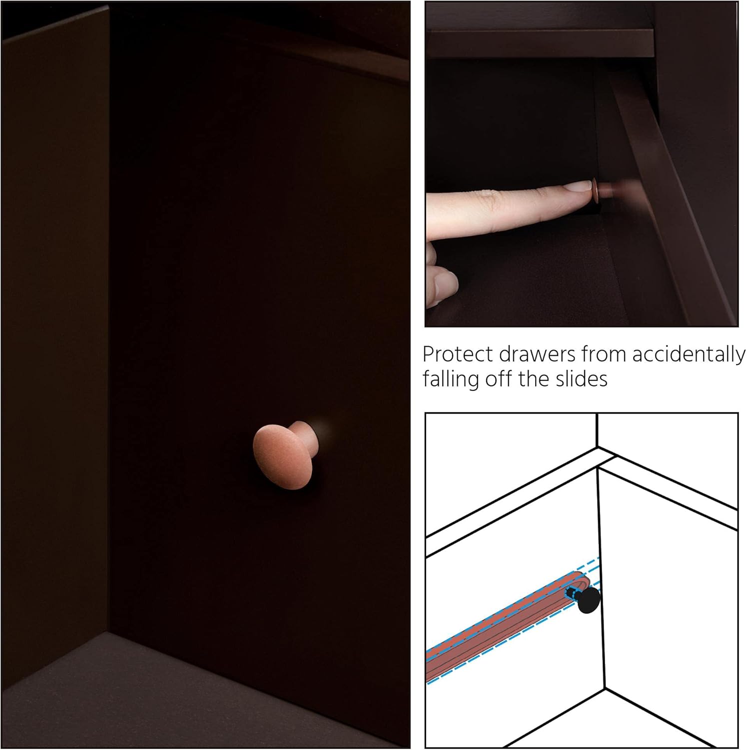 Topeakmart Wood Bathroom Floor Cabinet, Free Standing Storage Cabinet with 3 Drawers and Cupboard, Hallway\/Entryway Cabinet, Living Room Accent Furniture, Espresso - Image 7