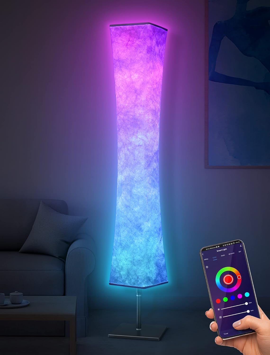 Torchlet LED Standing Lamp with Remote Control, Adjustable Color Temperature and Brightness, Modern Floor Lamp with Fabric Shade for Bedroom, Living Room - Image 9