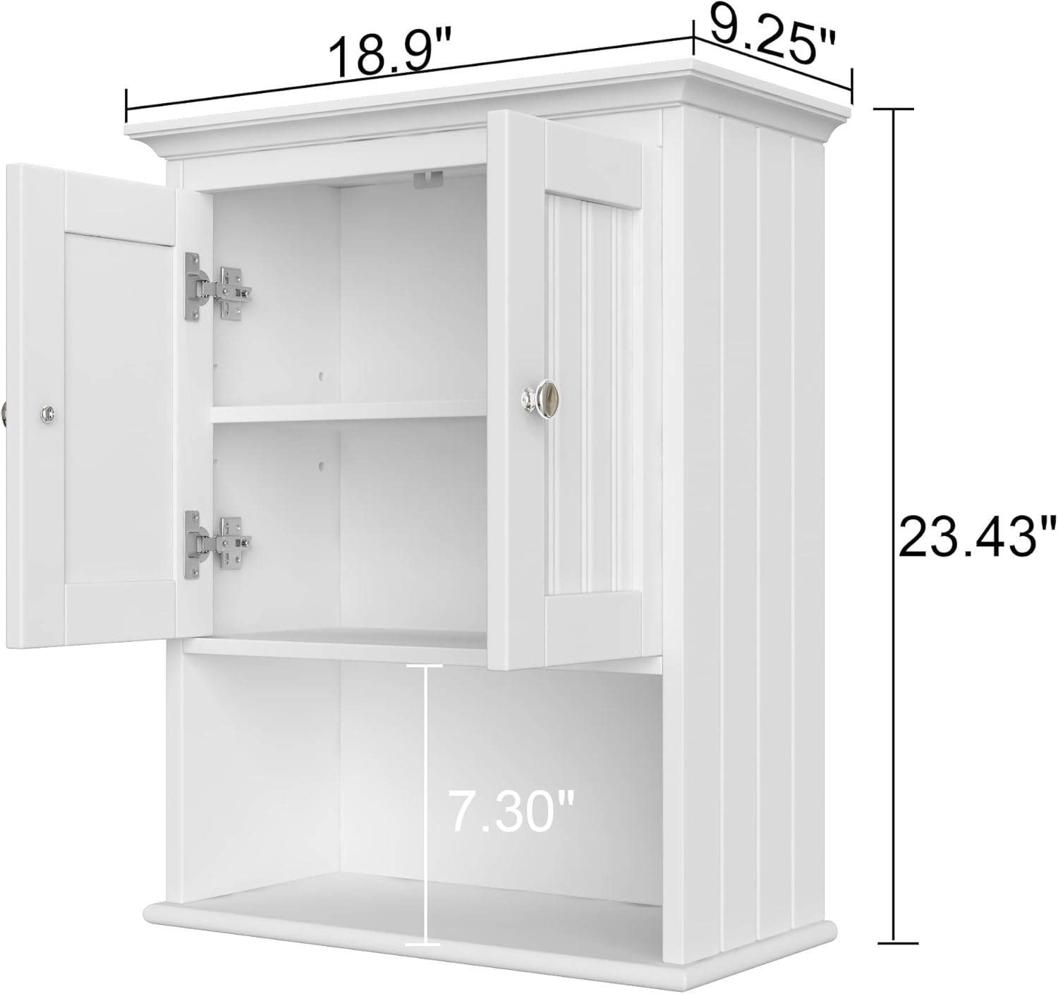 Treocho Wood Wall Cabinet, Bathroom Medicine Cabinet Storage with Doors and Adjustable Shelf, Rustic Cabinet Wall Mounted for Bathroom, Livingroom, Kitchen, Cupboard, White - Image 3