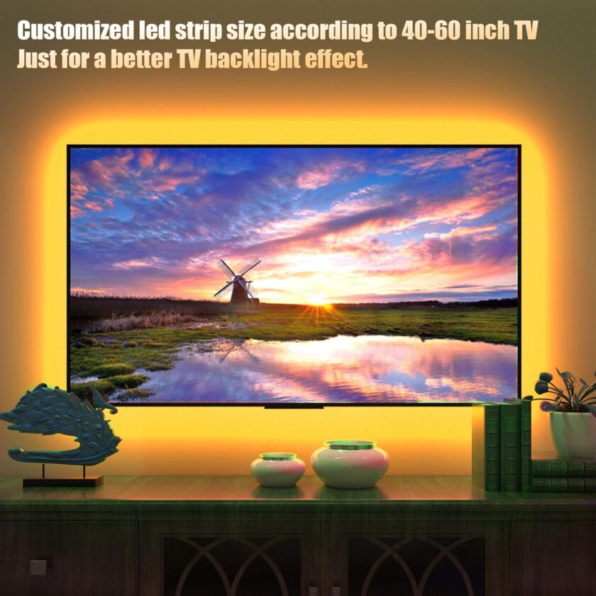 Tv Led Backlight,Maylit Pre-Cut 6.56ft Led Strip Lights for 40-60in Tv,4Pcs USB Powered Tv Lights kit with Remote,RGB Bias Lighting for Room Decor - Image 3