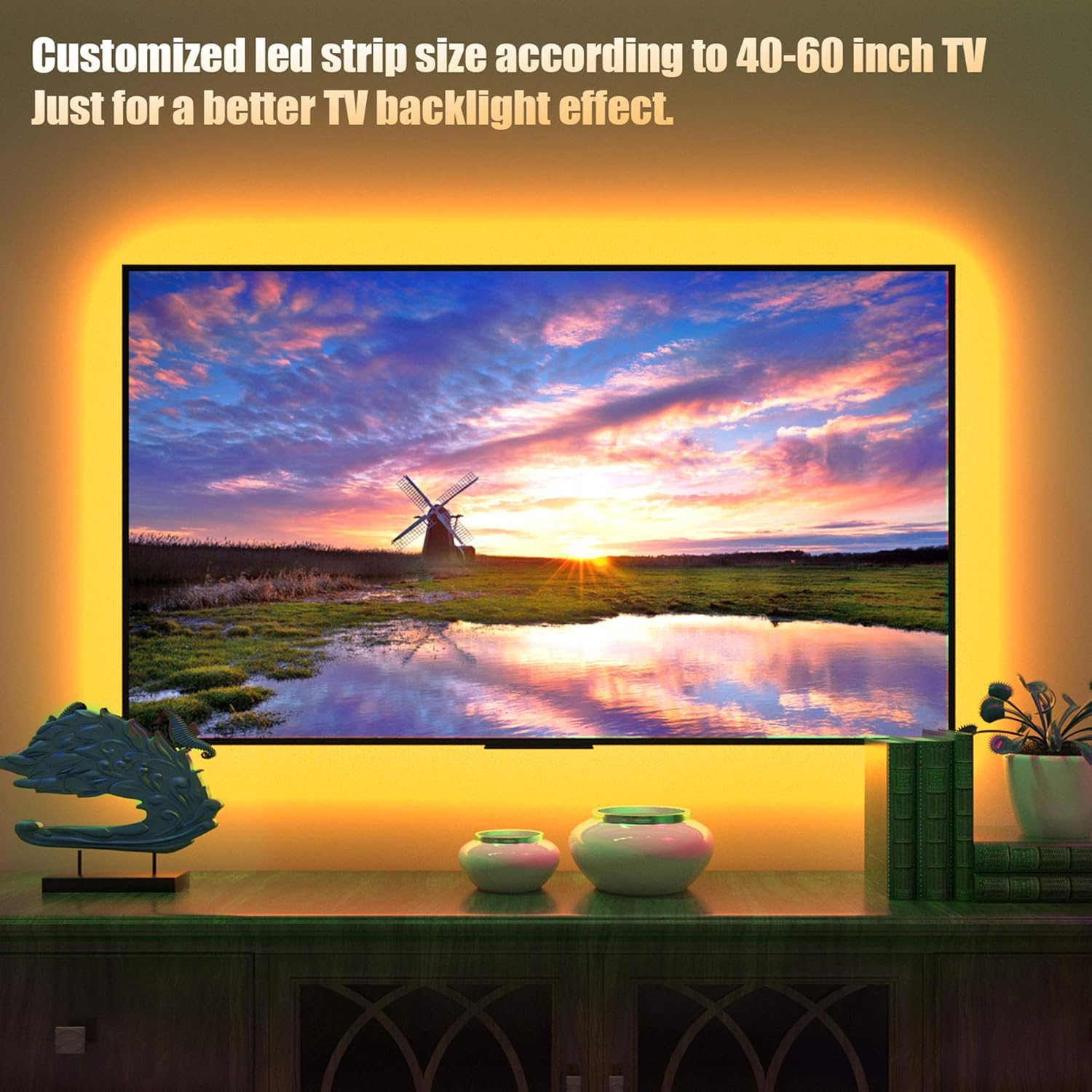 Tv Led Backlight,Maylit Pre-Cut 6.56ft Led Strip Lights for 40-60in Tv,4Pcs USB Powered Tv Lights kit with Remote,RGB Bias Lighting for Room Decor - Image 3