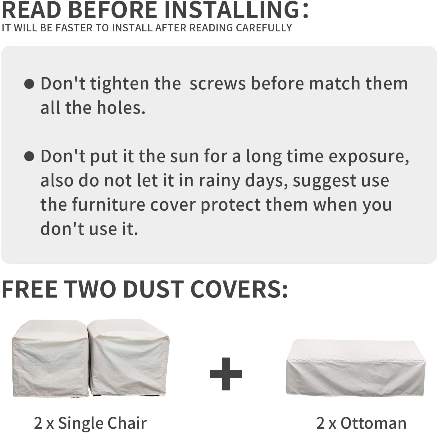 Valita 5-Piece Outdoor PE Wicker Furniture Set, Patio Sectional Chaise Lounge Black All Weather Resin Rattan Chairs and Ottomans,Storage Table Conversation Sofa with Non-Slip Gray Washable Cushions - Image 6