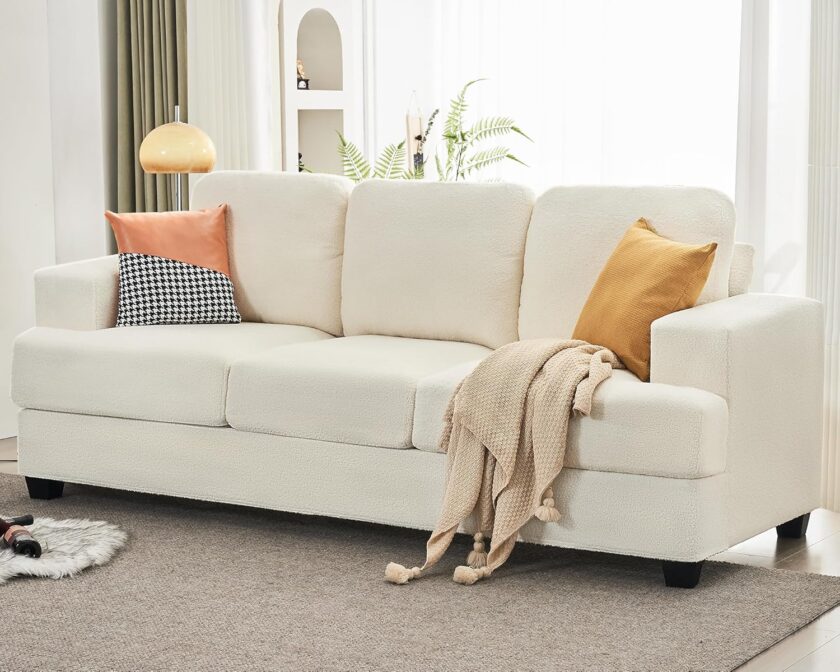VanAcc 89" Sofa, Comfy Sofa Couch with Extra Deep Seats, Modern Sofa- 3 Seater Sofa, Couch for Living Room Apartment Lounge, Beige Chenille - Image 9