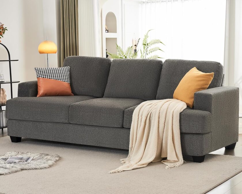 VanAcc 89" Sofa, Comfy Sofa Couch with Extra Deep Seats, Modern Sofa- 3 Seater Sofa, Couch for Living Room Apartment Lounge, Beige Chenille - Image 8