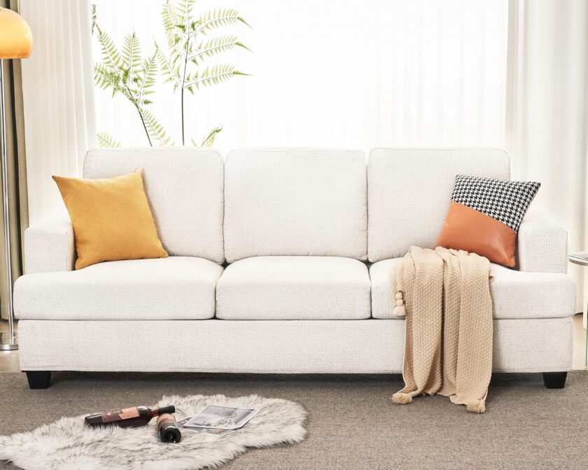VanAcc 89" Sofa, Comfy Sofa Couch with Extra Deep Seats, Modern Sofa- 3 Seater Sofa, Couch for Living Room Apartment Lounge, Beige Chenille - Image 7