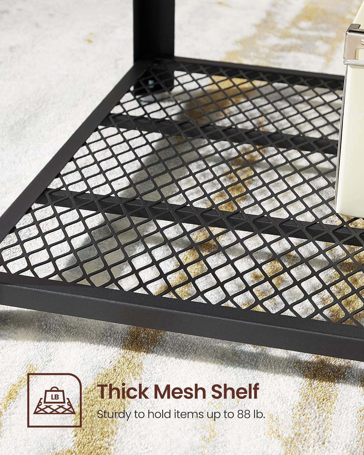 VASAGLE Coffee Table for Living Room, 2-Tier Cocktail Table, Center Table with Mesh Shelf, Steel Frame, Adjustable Feet, Industrial Style, Rustic Brown and Black ULCT61X - Image 7