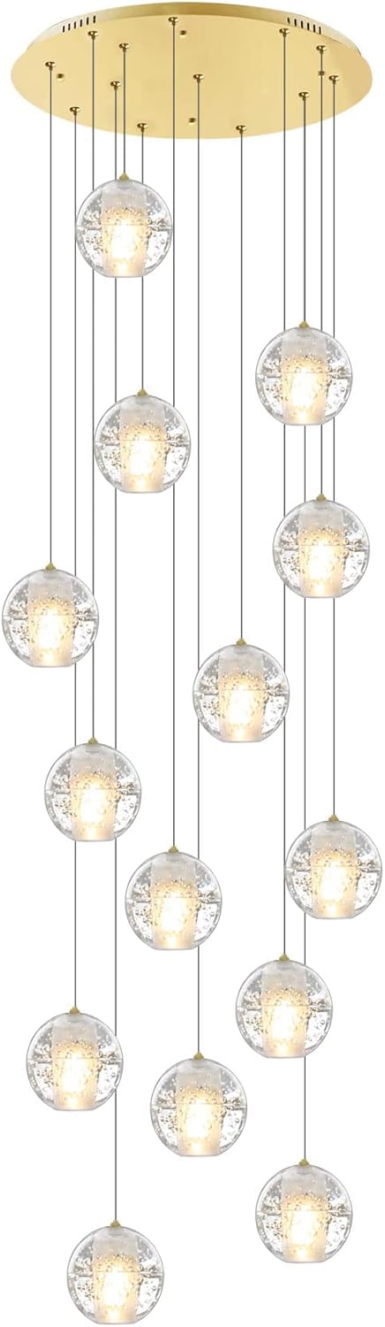W23.6" x H177" 26-Light Chandeliers Spiral Modern Crystal Chandeliers Raindrop Large Flush Chandeliers High Ceiling Lights Fixtures for Villa Living Room Entryway Foyer Staircase Lighting (Round) - Image 11
