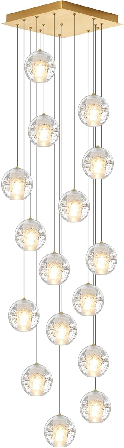 W23.6" x H177" 26-Light Chandeliers Spiral Modern Crystal Chandeliers Raindrop Large Flush Chandeliers High Ceiling Lights Fixtures for Villa Living Room Entryway Foyer Staircase Lighting (Round) - Image 12