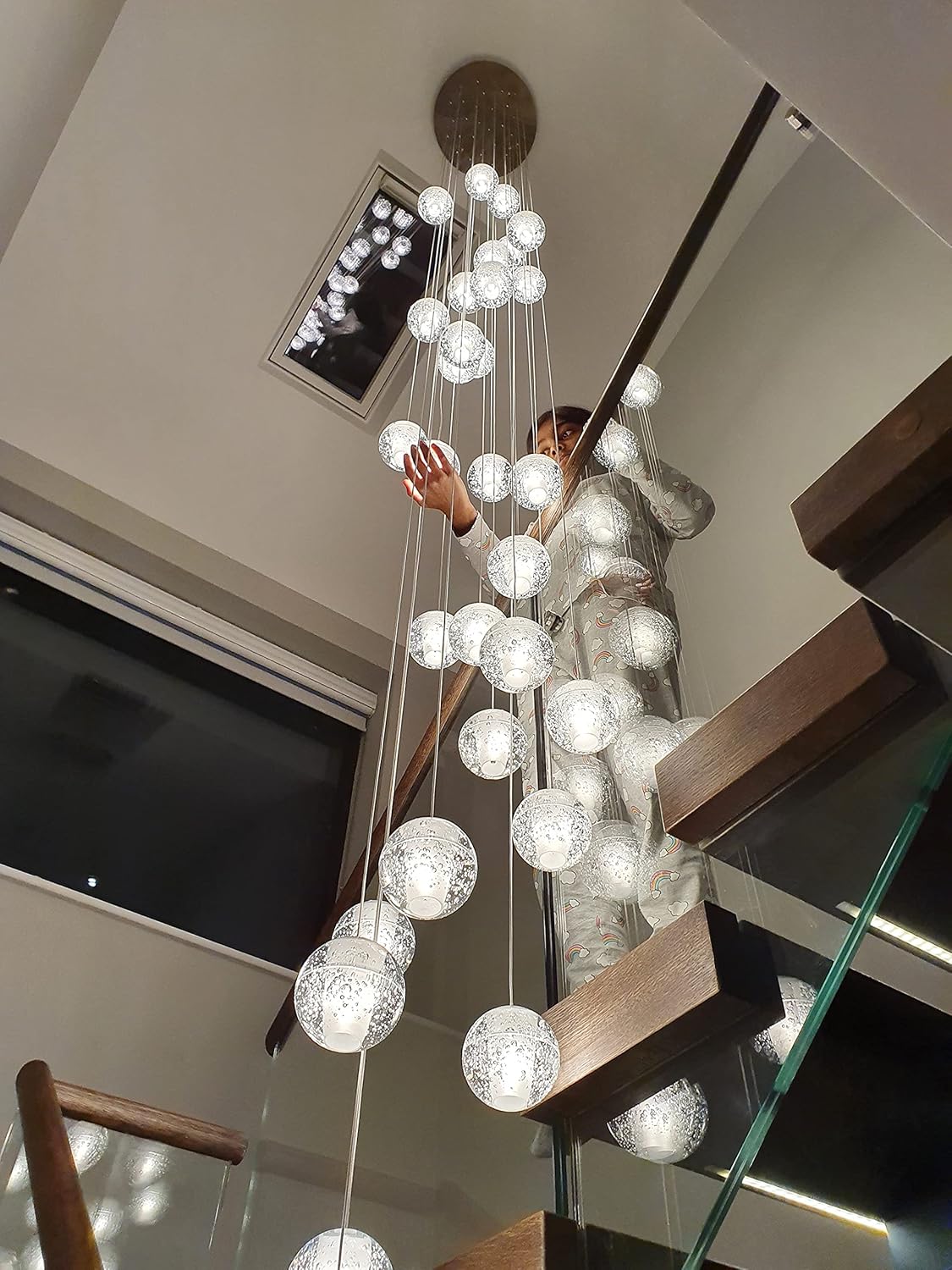 W23.6" x H177" 26-Light Chandeliers Spiral Modern Crystal Chandeliers Raindrop Large Flush Chandeliers High Ceiling Lights Fixtures for Villa Living Room Entryway Foyer Staircase Lighting (Round) - Image 6