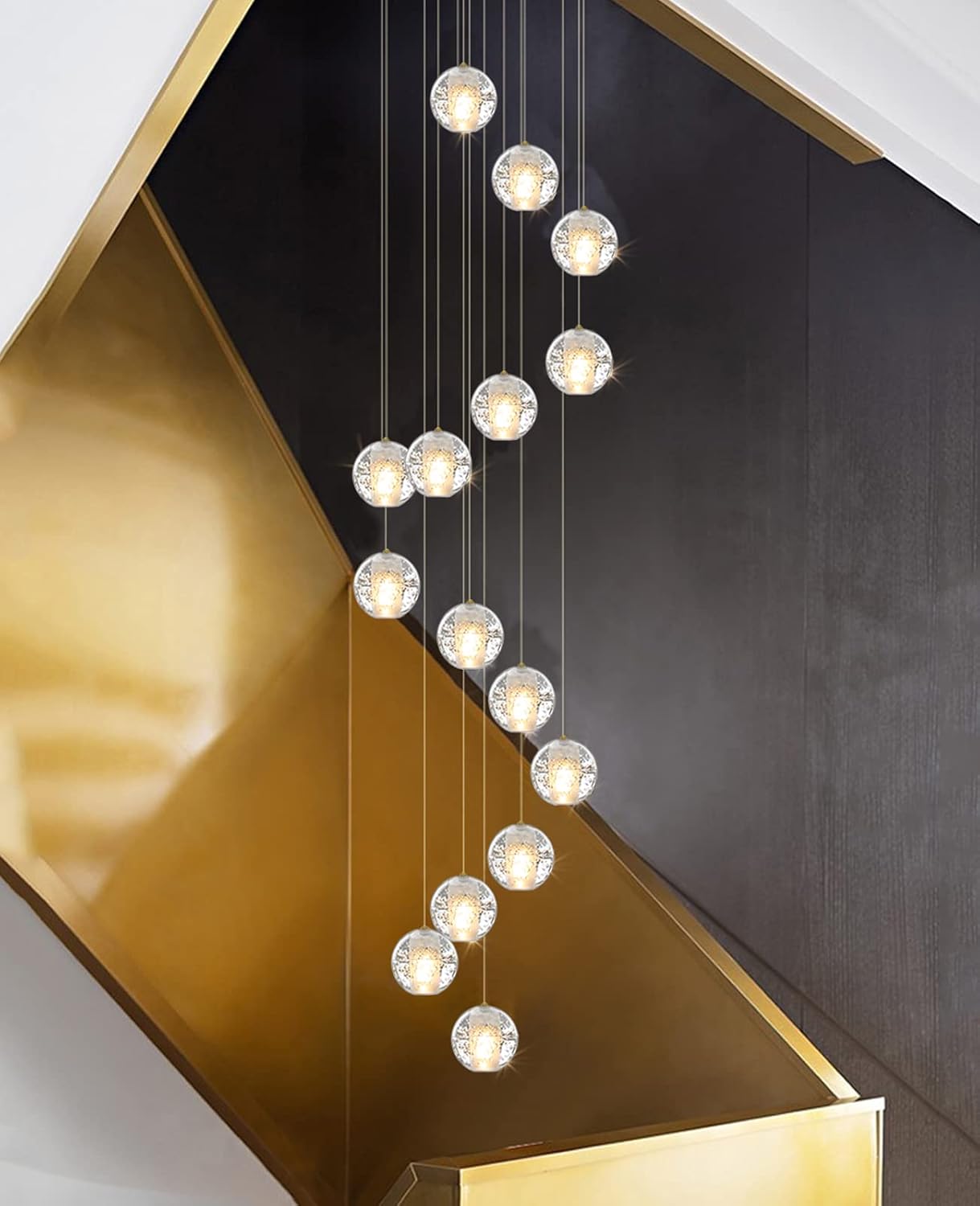 W23.6" x H177" 26-Light Chandeliers Spiral Modern Crystal Chandeliers Raindrop Large Flush Chandeliers High Ceiling Lights Fixtures for Villa Living Room Entryway Foyer Staircase Lighting (Round) - Image 20