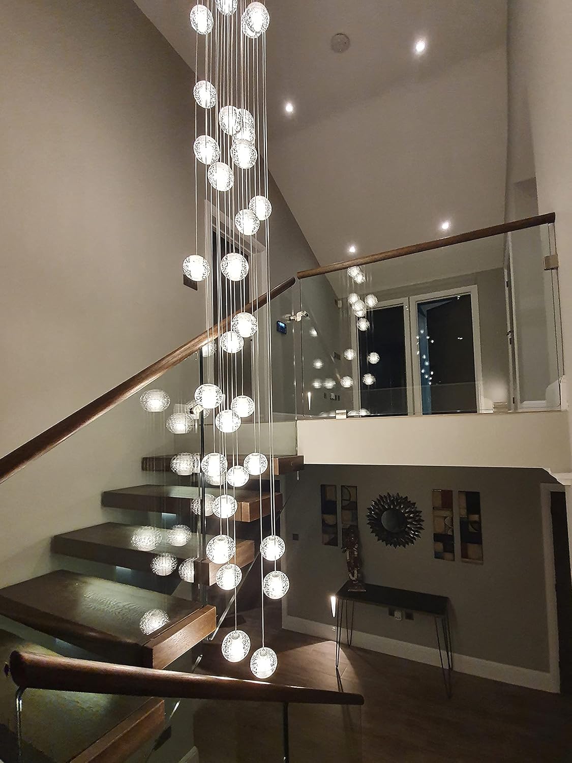 W23.6" x H177" 26-Light Chandeliers Spiral Modern Crystal Chandeliers Raindrop Large Flush Chandeliers High Ceiling Lights Fixtures for Villa Living Room Entryway Foyer Staircase Lighting (Round) - Image 9