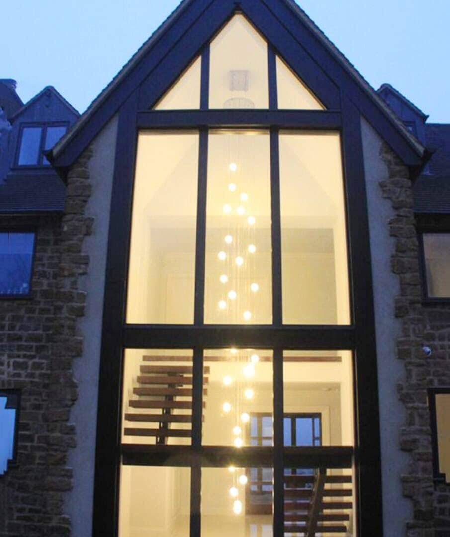 W23.6" x H177" 26-Light Chandeliers Spiral Modern Crystal Chandeliers Raindrop Large Flush Chandeliers High Ceiling Lights Fixtures for Villa Living Room Entryway Foyer Staircase Lighting (Round) - Image 4