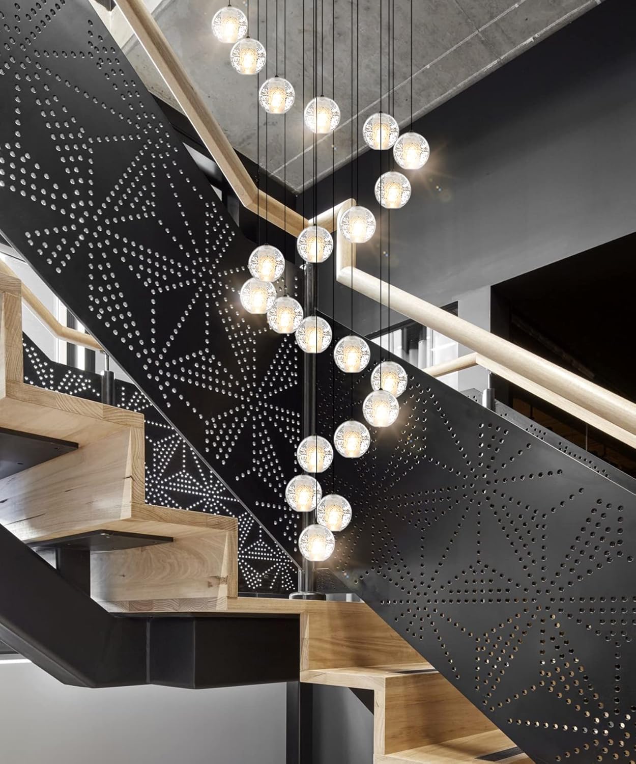 W23.6" x H177" 26-Light Chandeliers Spiral Modern Crystal Chandeliers Raindrop Large Flush Chandeliers High Ceiling Lights Fixtures for Villa Living Room Entryway Foyer Staircase Lighting (Round) - Image 13