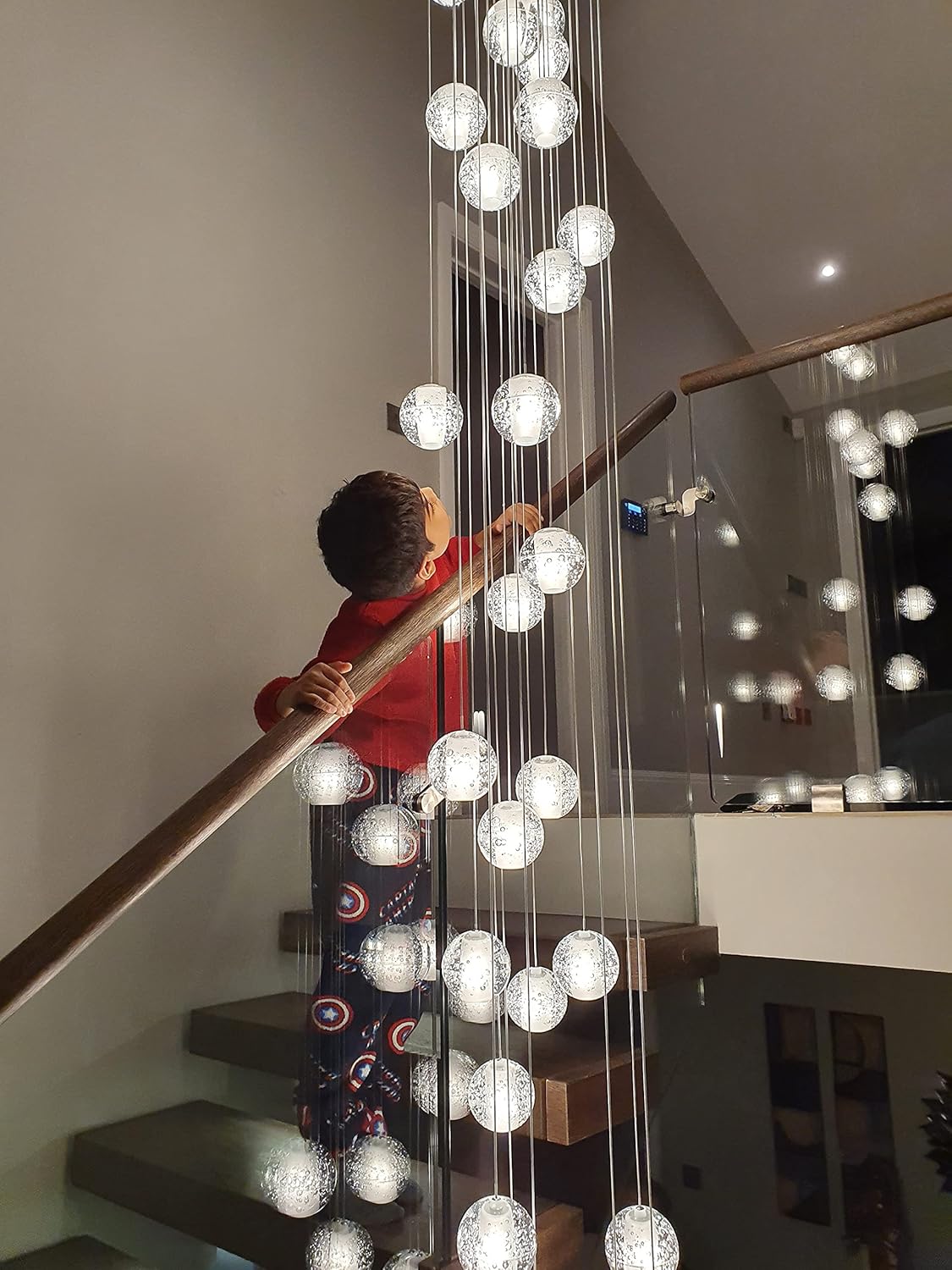 W23.6" x H177" 26-Light Chandeliers Spiral Modern Crystal Chandeliers Raindrop Large Flush Chandeliers High Ceiling Lights Fixtures for Villa Living Room Entryway Foyer Staircase Lighting (Round) - Image 7