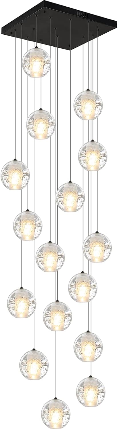 W23.6" x H177" 26-Light Chandeliers Spiral Modern Crystal Chandeliers Raindrop Large Flush Chandeliers High Ceiling Lights Fixtures for Villa Living Room Entryway Foyer Staircase Lighting (Round) - Image 17