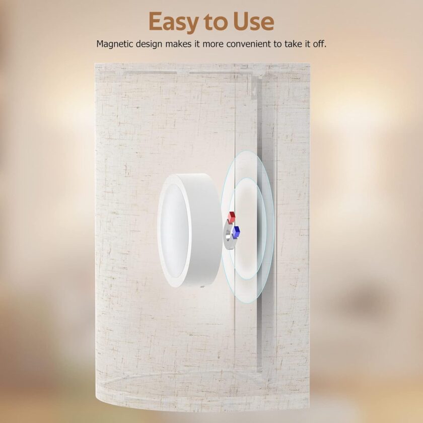 Wall Sconces Set of Two, Battery Rechargeable 3 Colors Changeable Dimmable Wall Lights Fixtures with Remote Control Fabric Height Wall Lamp Sconces for Bedroom Living Room Hallway - Image 5