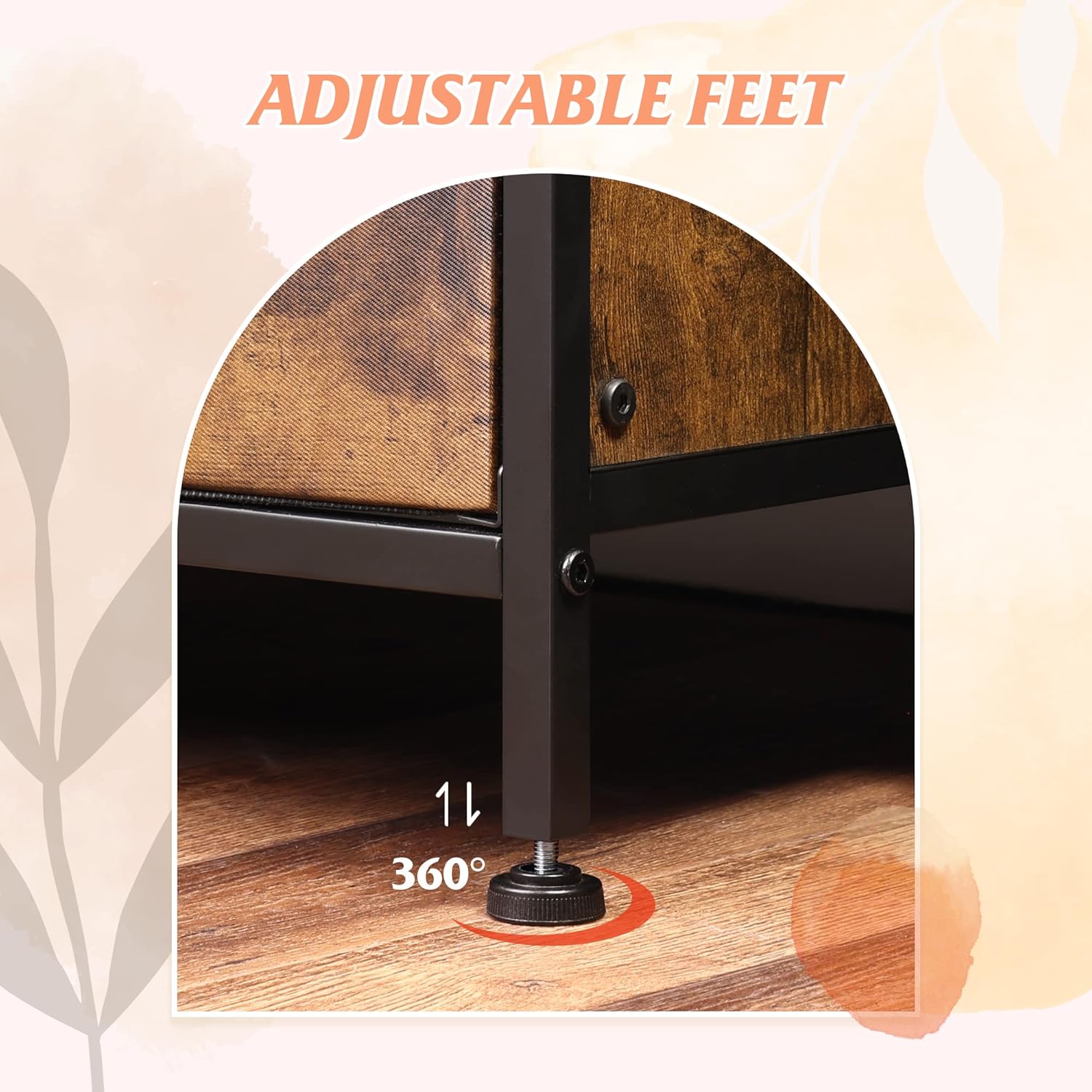 WLIVE Wide Dresser with 6 Drawers, TV Stand for 60" TV, Fabric Double Dresser, Large Storage Tower Unit, Chest of Drawers for Bedroom, Closet, Living Room, Hallway, Nursery, Rustic Brown - Image 8