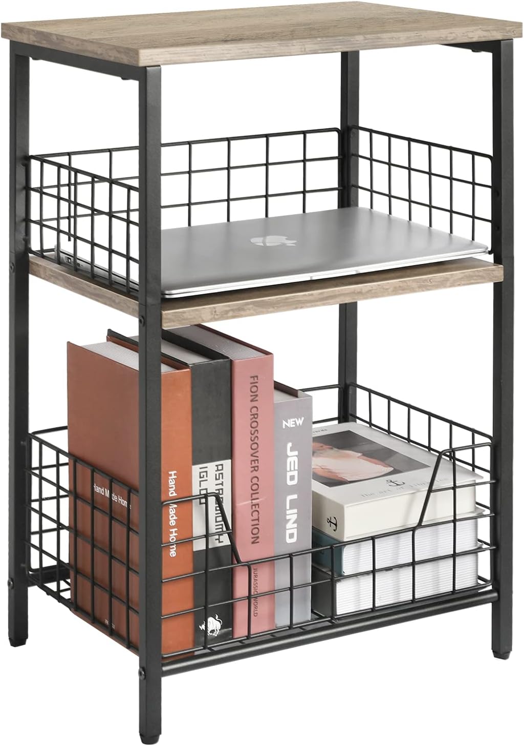 X-cosrack Side Table, Industrial Retro End Table Nightstand Storage Shelf for Living Room Bedroom Kitchen Family and Office,Small Table for Small Spaces(Rustic Brown & Black) - Image 11