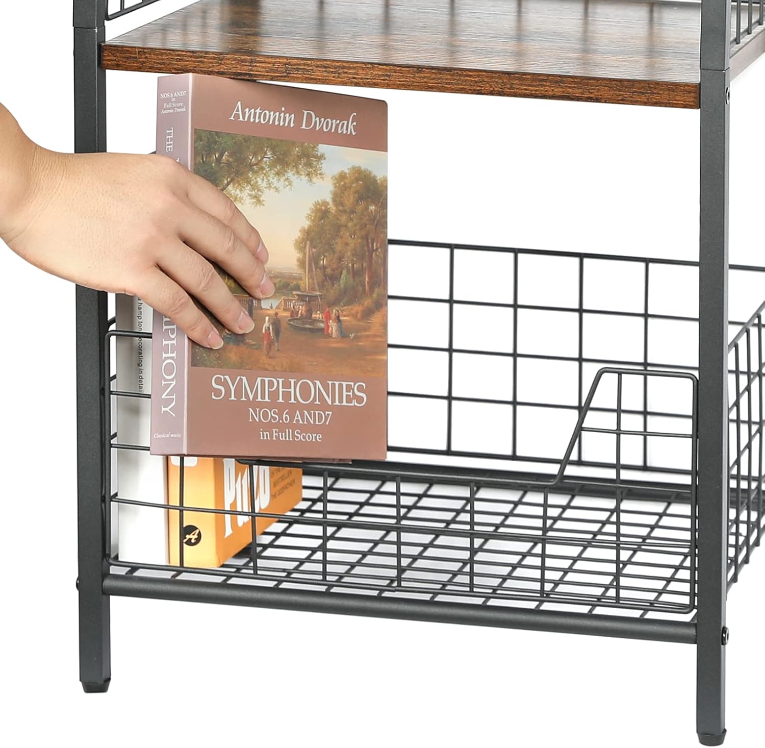 X-cosrack Side Table, Industrial Retro End Table Nightstand Storage Shelf for Living Room Bedroom Kitchen Family and Office,Small Table for Small Spaces(Rustic Brown & Black) - Image 5