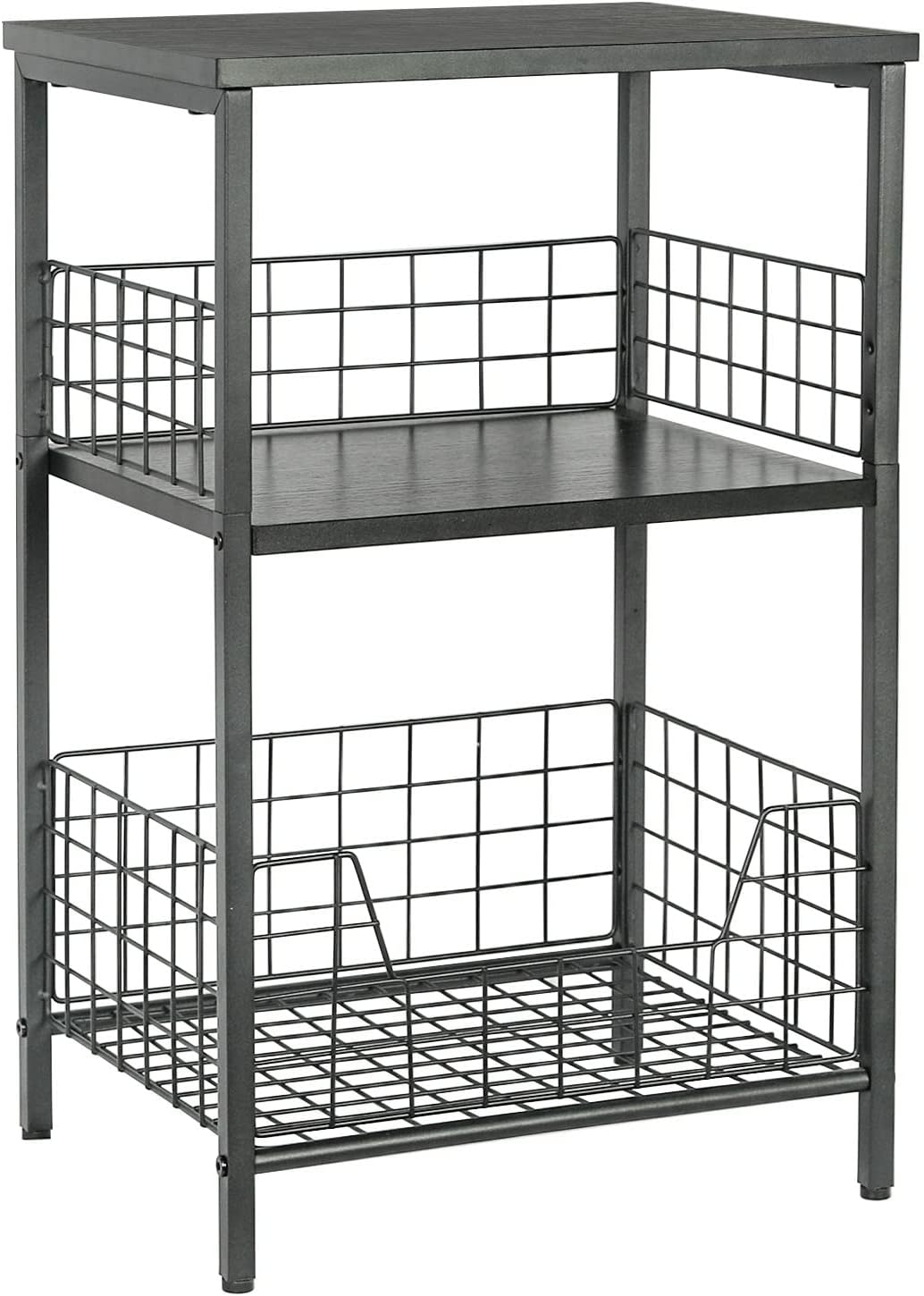 X-cosrack Side Table, Industrial Retro End Table Nightstand Storage Shelf for Living Room Bedroom Kitchen Family and Office,Small Table for Small Spaces(Rustic Brown & Black) - Image 8