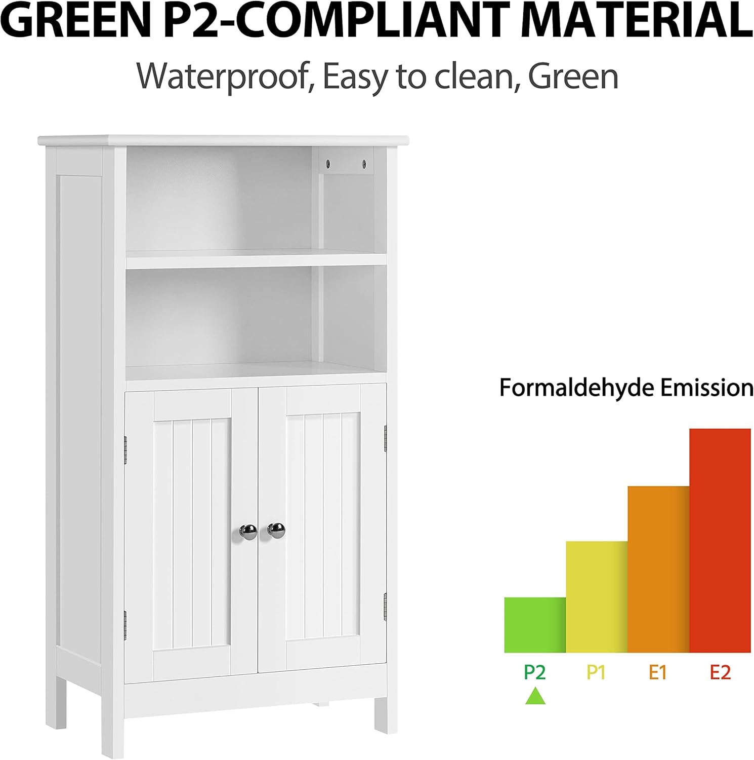 Yaheetech Bathroom Floor Cabinet, Free Standing Cabinet with Double Door and Adjustable Shelves, Side Tall Storage Organizer for Living Room\/Kitchen\/Hallway\/Home Office, White - Image 9