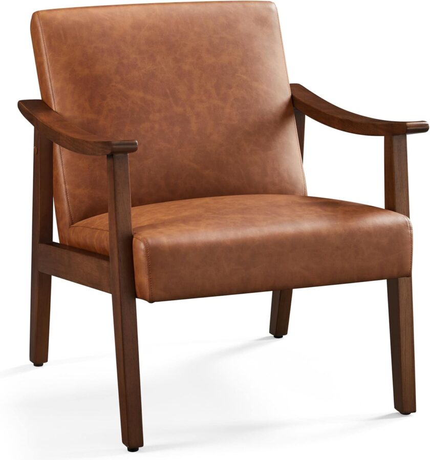 Yaheetech Fabric Accent Chair, Mid-Century Modern Armchair with Solid Wood Legs, Reading Leisure Chair with High Back for Living Room Bedroom Waiting Room, Set of 2, Ivory - Image 13