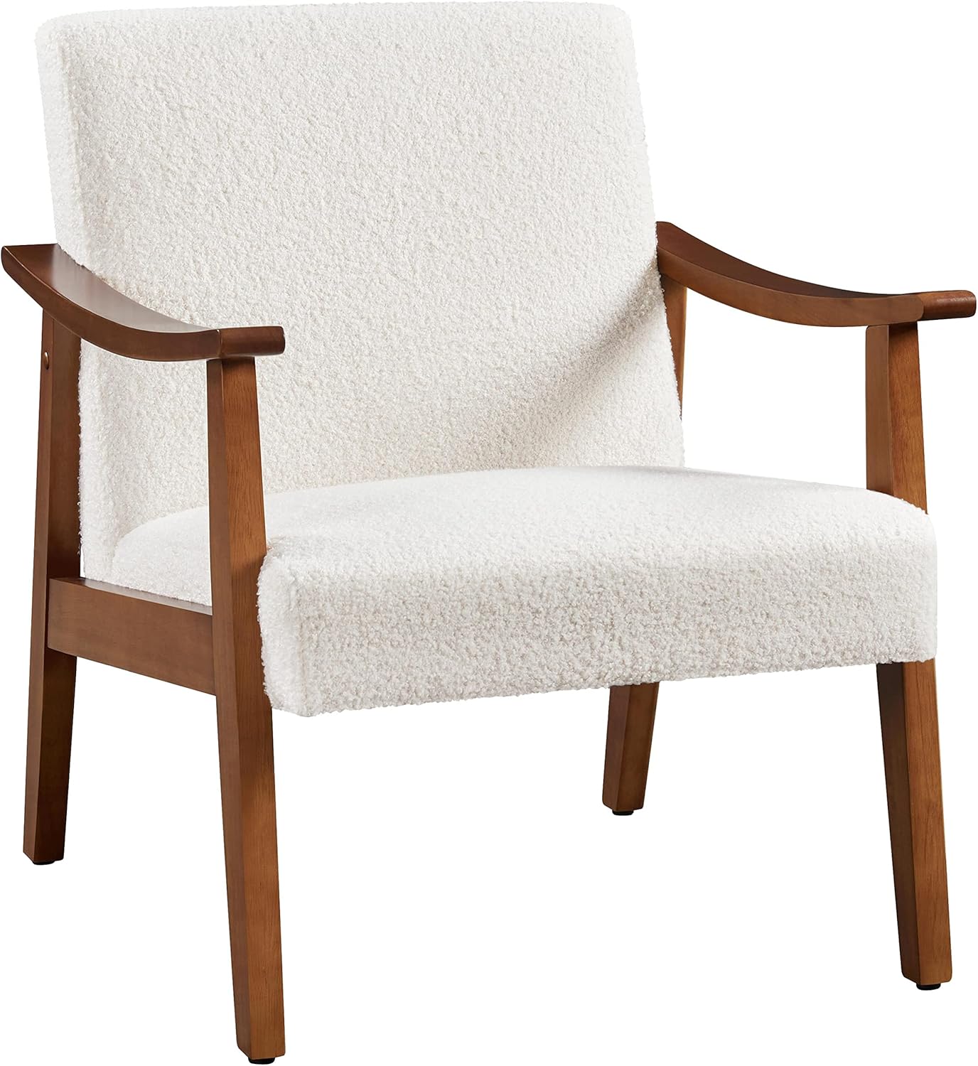 Yaheetech Fabric Accent Chair, Mid-Century Modern Armchair with Solid Wood Legs, Reading Leisure Chair with High Back for Living Room Bedroom Waiting Room, Set of 2, Ivory - Image 17