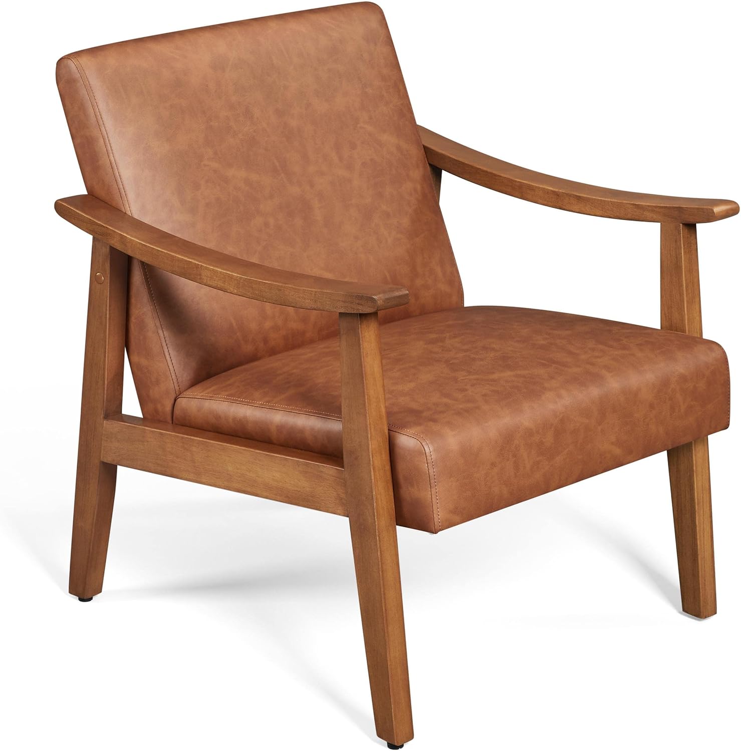 Yaheetech Fabric Accent Chair, Mid-Century Modern Armchair with Solid Wood Legs, Reading Leisure Chair with High Back for Living Room Bedroom Waiting Room, Set of 2, Ivory - Image 12