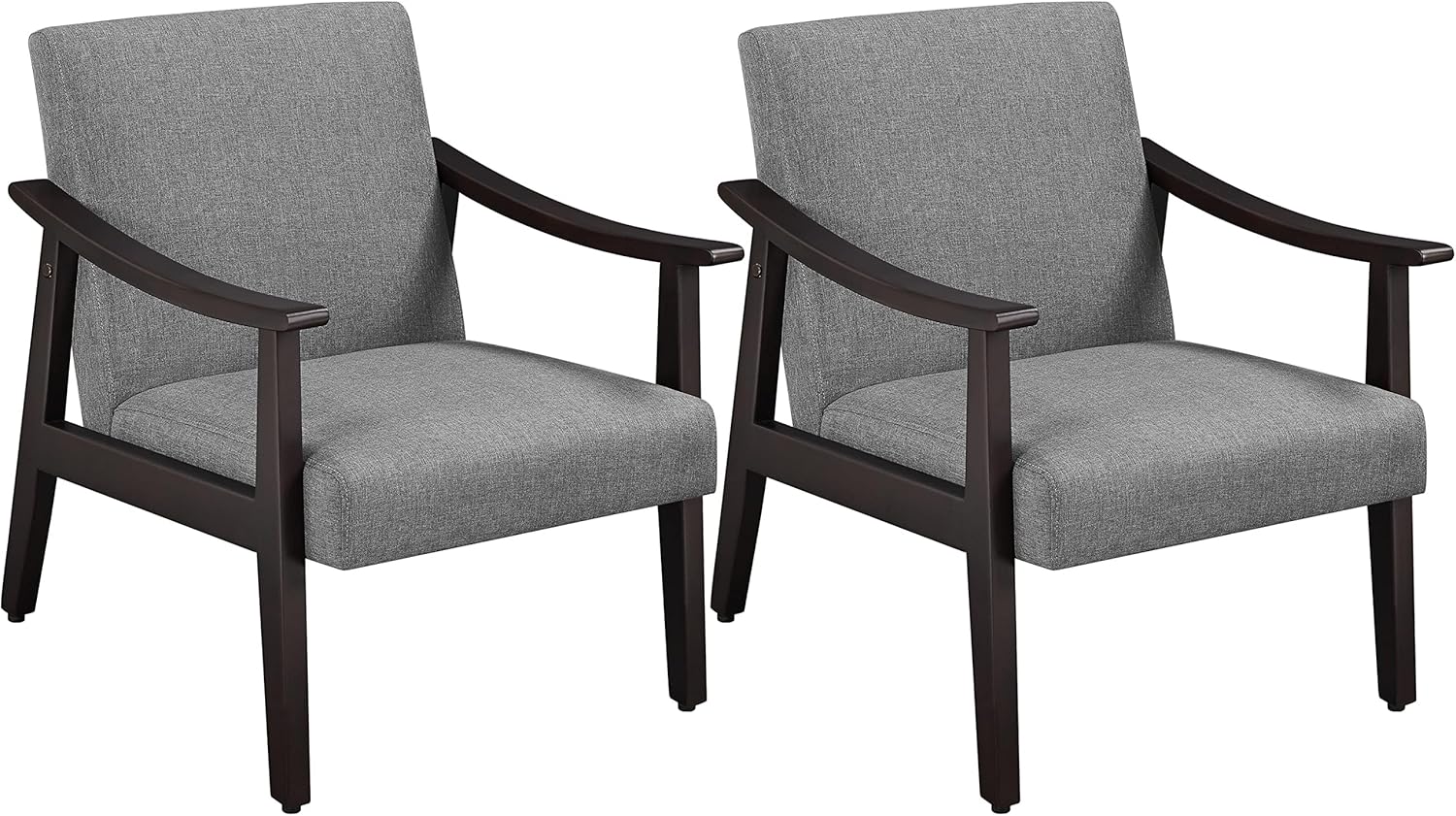 Yaheetech Fabric Accent Chair, Mid-Century Modern Armchair with Solid Wood Legs, Reading Leisure Chair with High Back for Living Room Bedroom Waiting Room, Set of 2, Ivory - Image 14