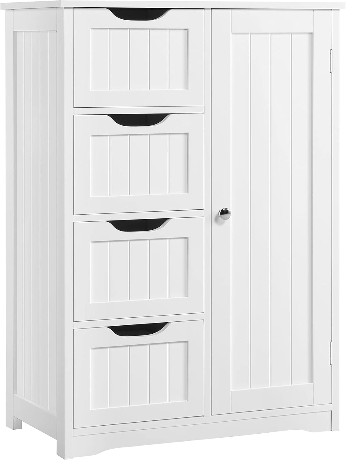 Yaheetech Wooden Floor Cabinet, Side Storage Organizer with 4 Drawers and 1 Cupboard, Freestanding Entryway Storage Unit Console Table, Bathroom Furniture Home Decor, White - Image 14