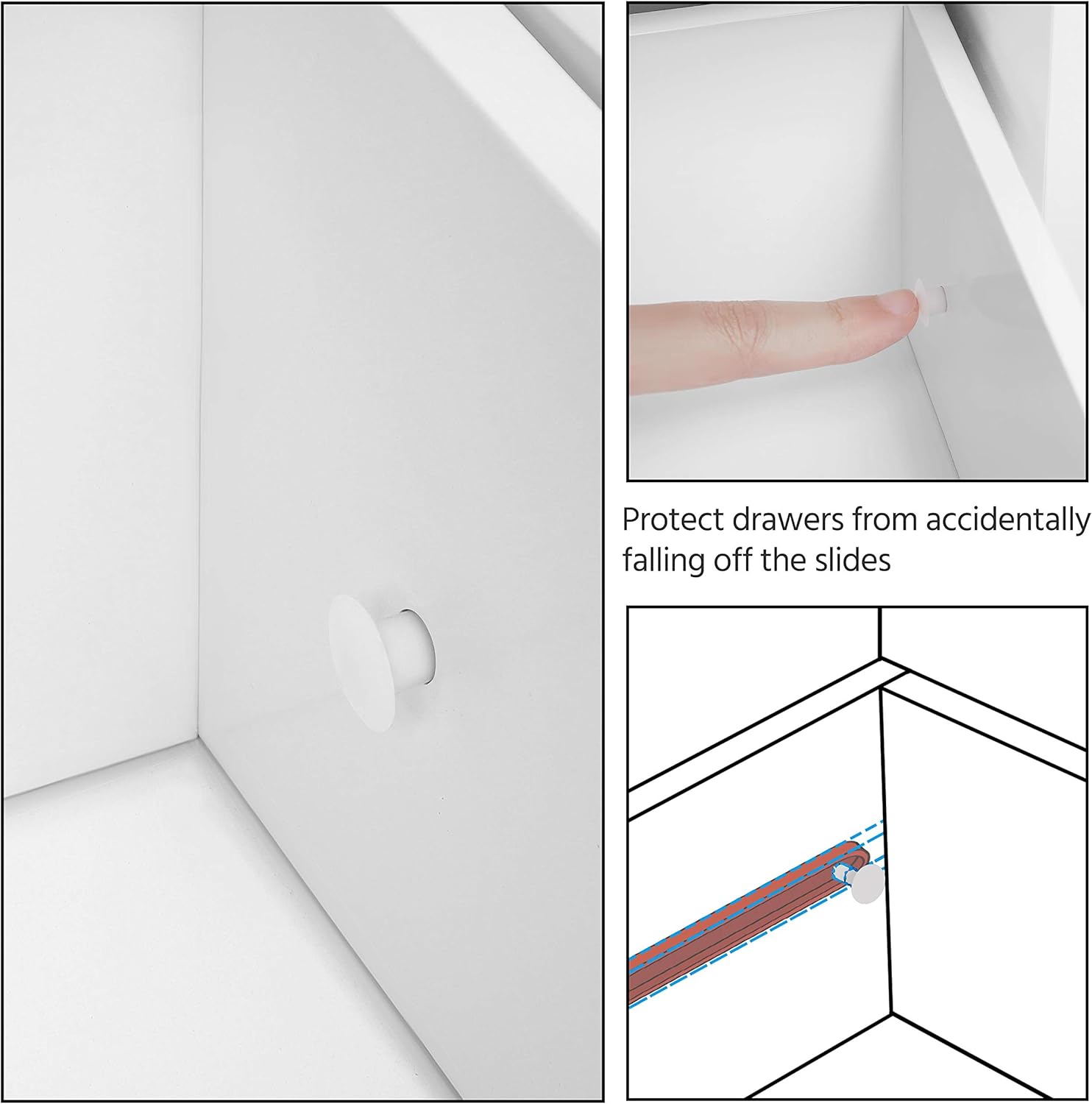 Yaheetech Wooden Floor Cabinet, Side Storage Organizer with 4 Drawers and 1 Cupboard, Freestanding Entryway Storage Unit Console Table, Bathroom Furniture Home Decor, White - Image 7