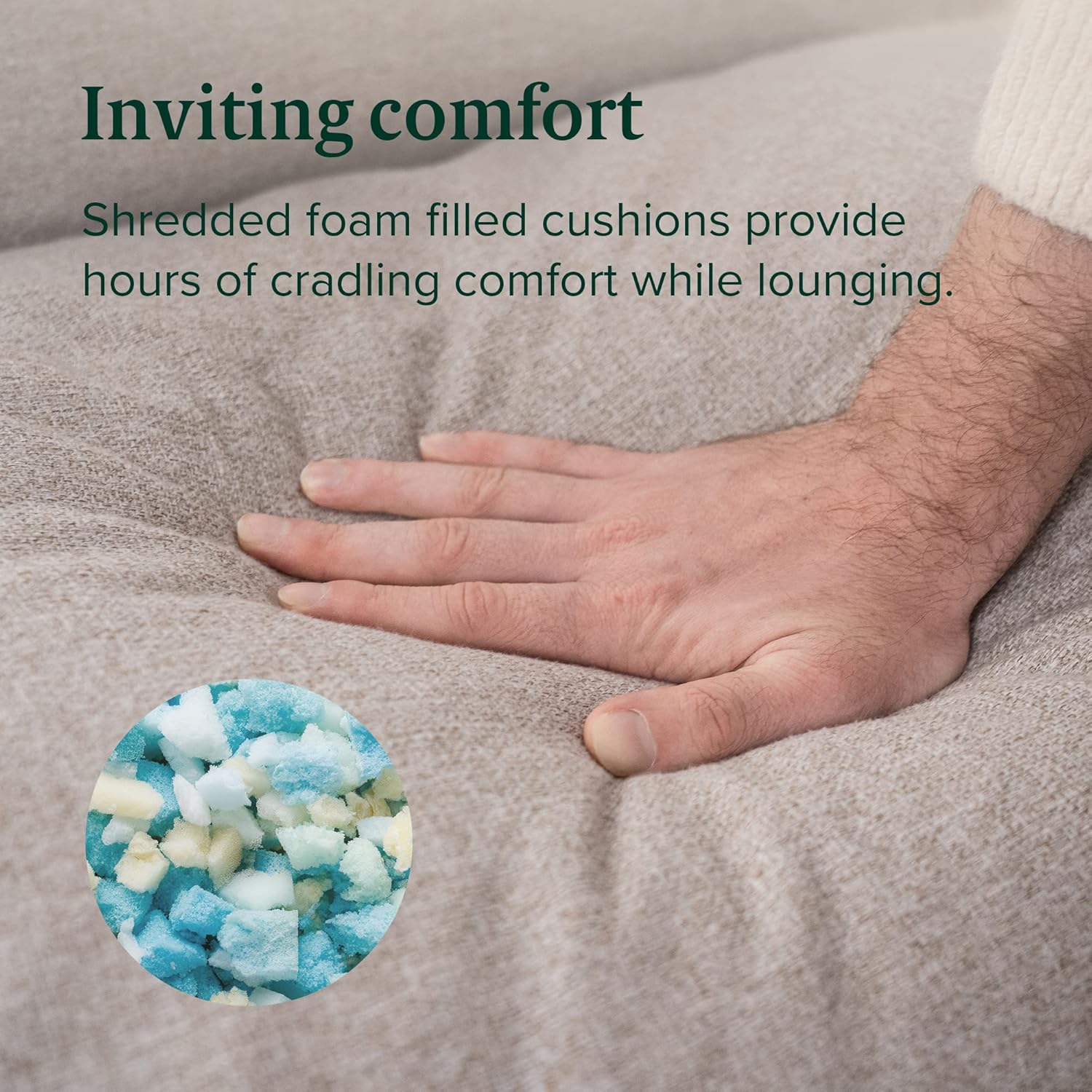 ZINUS Aidan Sling Accent Chair \/ Metal Framed Armchair with Shredded Foam Cushioning, Oatmeal - Image 5