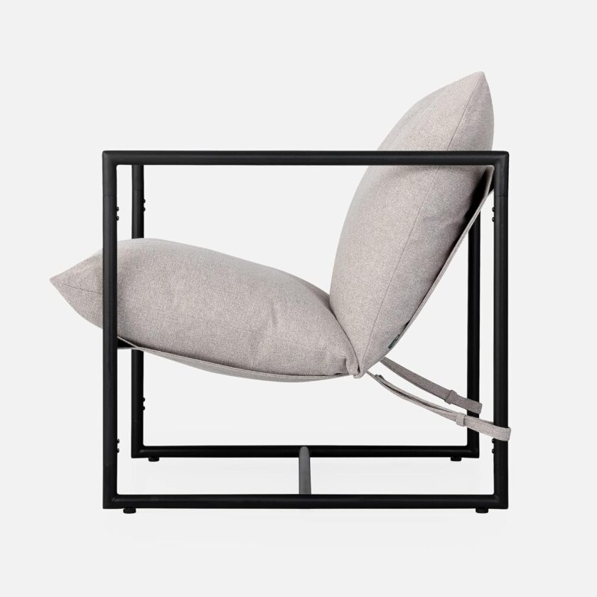 ZINUS Aidan Sling Accent Chair \/ Metal Framed Armchair with Shredded Foam Cushioning, Oatmeal - Image 11