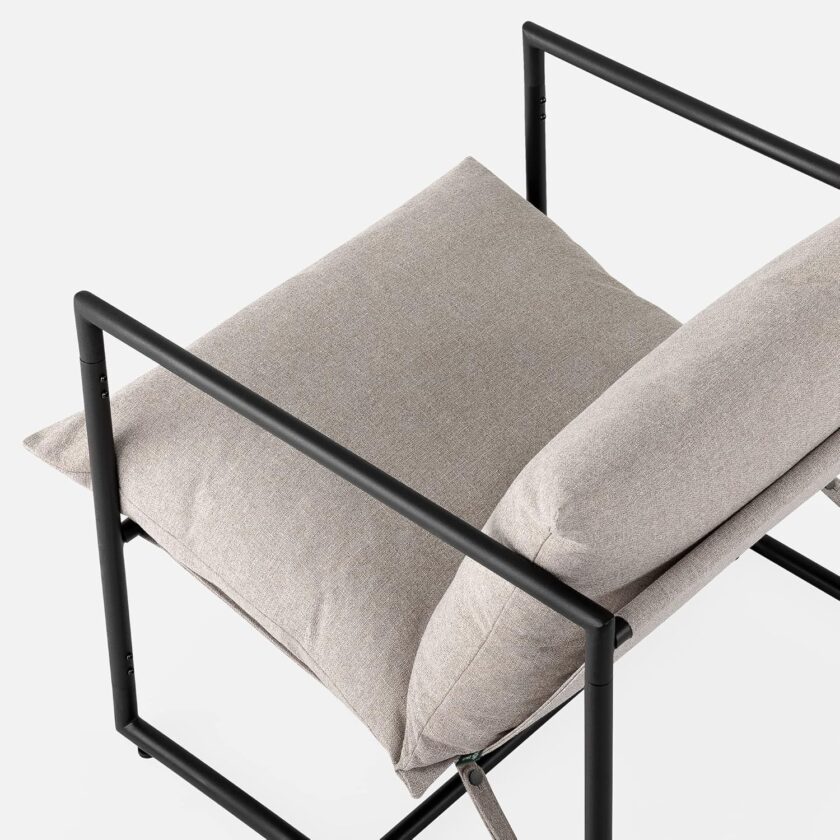 ZINUS Aidan Sling Accent Chair \/ Metal Framed Armchair with Shredded Foam Cushioning, Oatmeal - Image 14