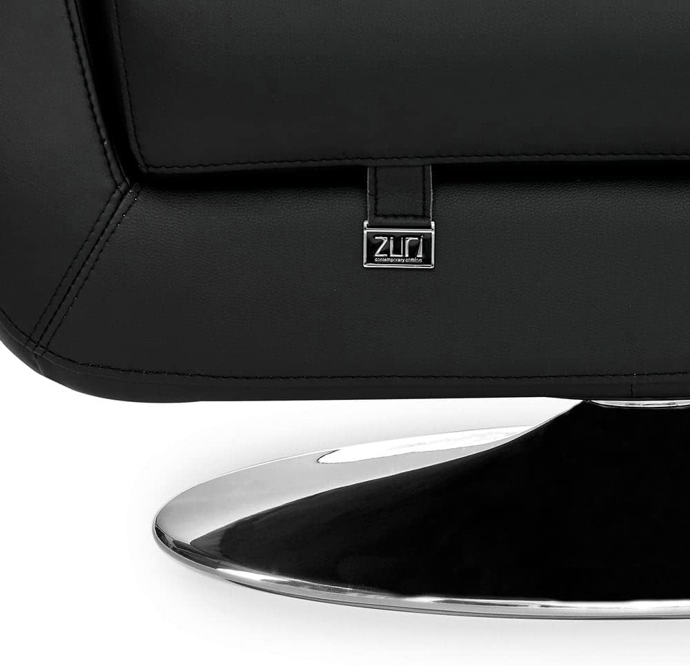 Zuri Furniture Modern Armondo Swivel Armchair in Black Microfiber and Genuine Leather - Image 9