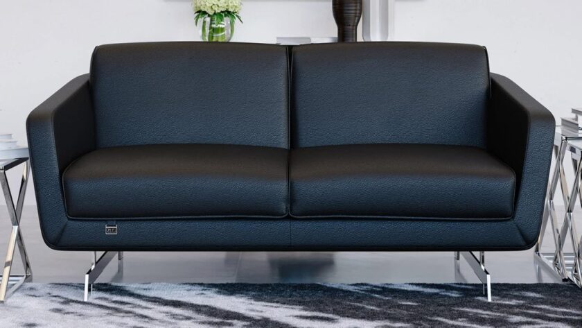 Zuri Furniture Modern Armondo Swivel Armchair in Black Microfiber and Genuine Leather - Image 12